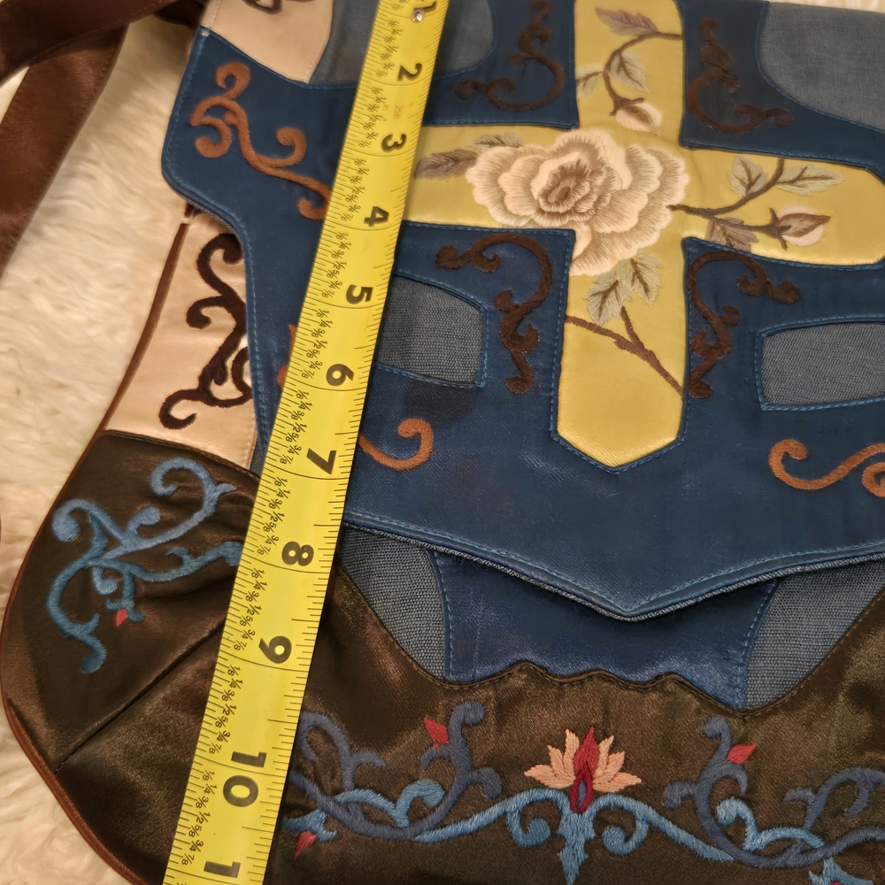 Vintage Blue and Yellow Floral Crossbody Bag - Picture 7 of 8